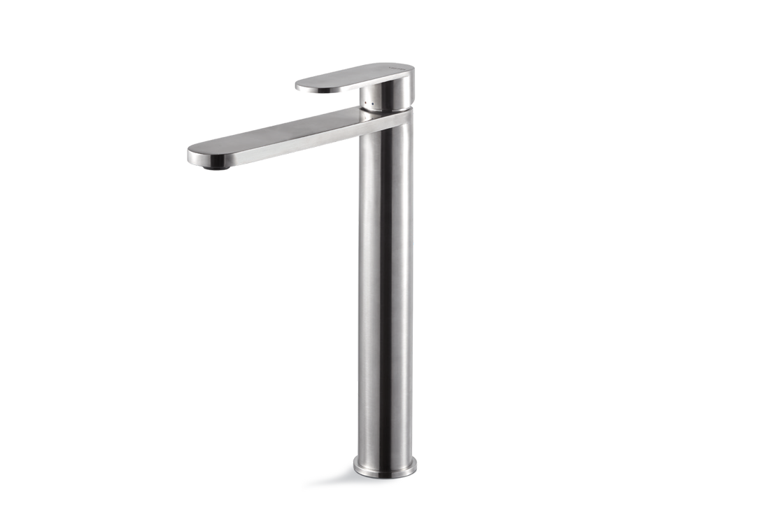 Miscelatore lavabo alto senza scarico acciaio inox Vema AYAS STEEL V28021 Satinato