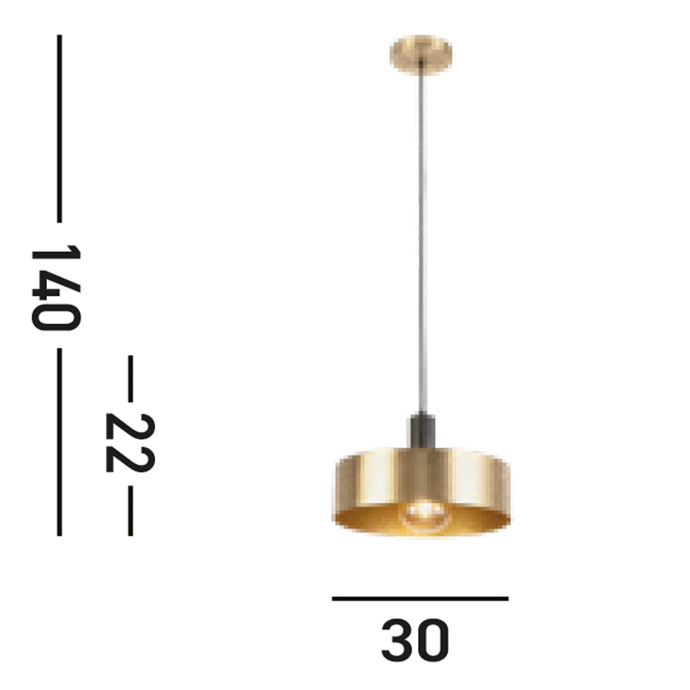 Sospensione Contemporanea Knox Acciaio Nero Oro 1 Luce E27
