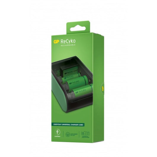 Caricabatterie Universale Recyko B631 per Ricarica Contemporanea Di Batterie Ricaricabilli 1,5v AAA, AA, C, D E 9V