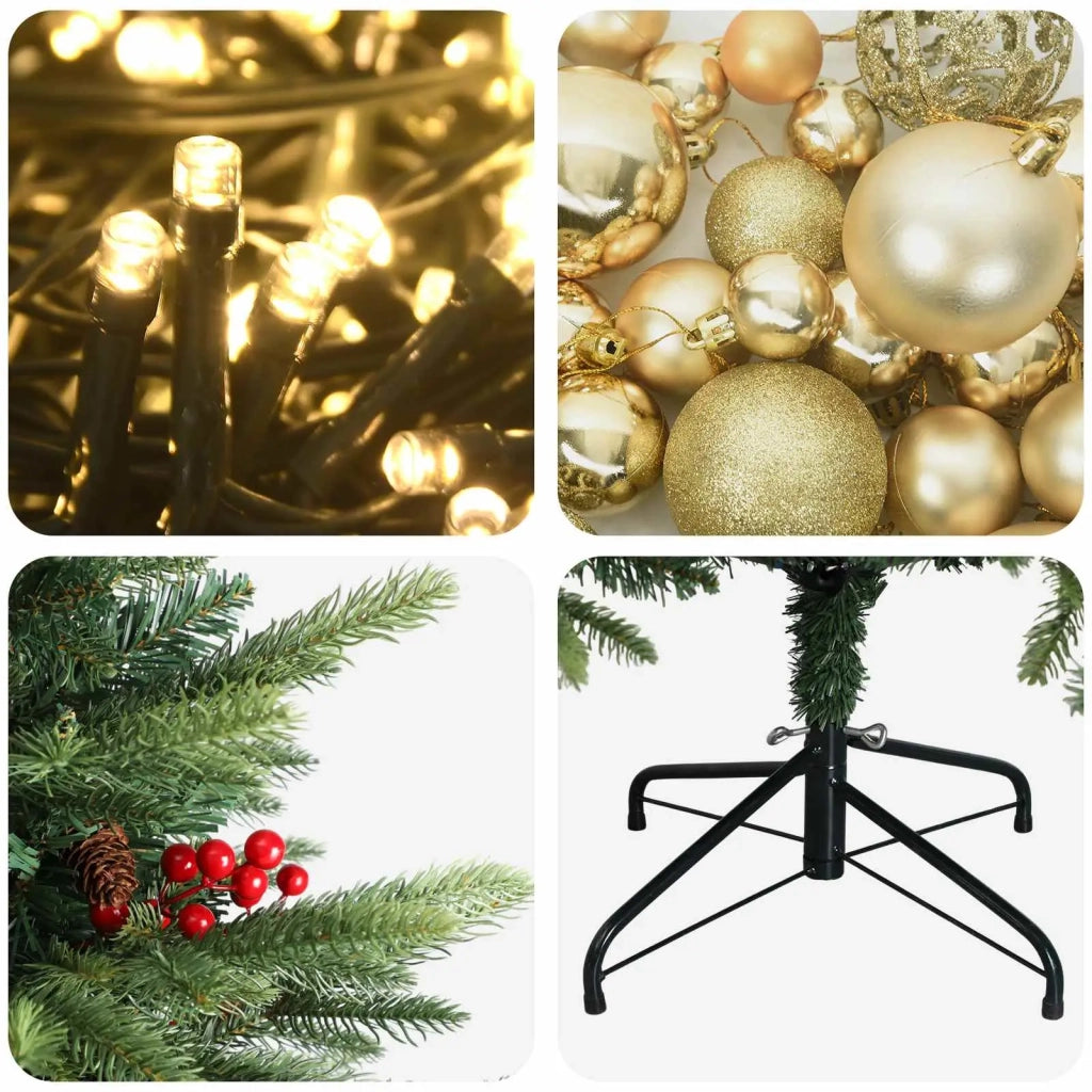 Albero di Natale artificiale con palline 120 cm 150 LED 3465677