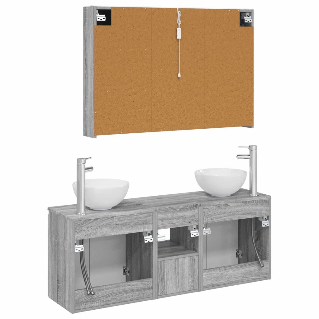 Set di Armadi da Bagno 4 pz Sonoma grigio Legno ingegnerizzato 3406348