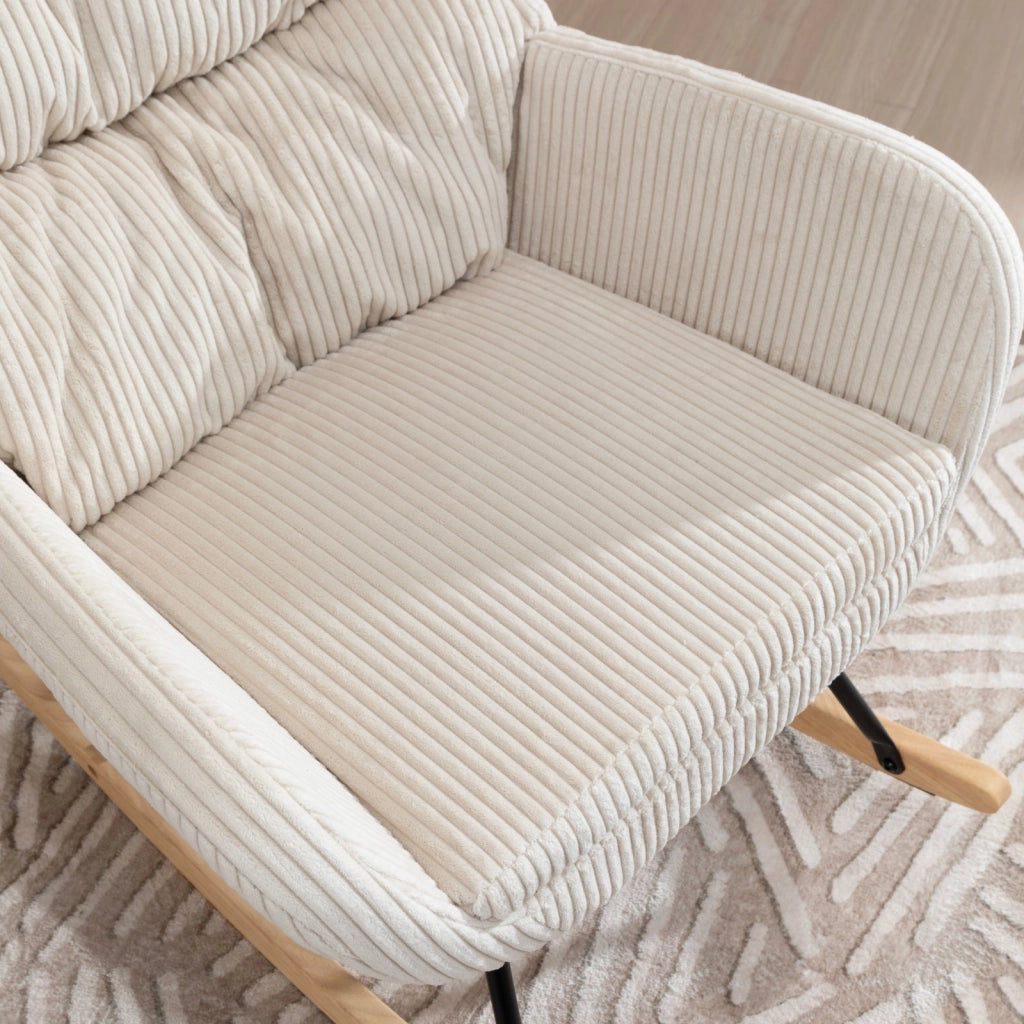 POLTRONA A DONDOLO 74x94x96 cm Beige in Velluto a Coste