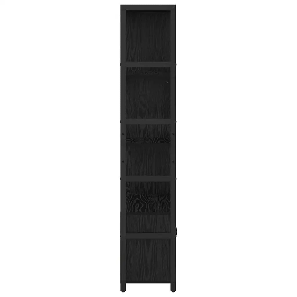 Libreria-Scaffale per Libri-Mobile di Stoccaggio Rovere Nero 80 x 30 x 155,5 cm Legno multistrato