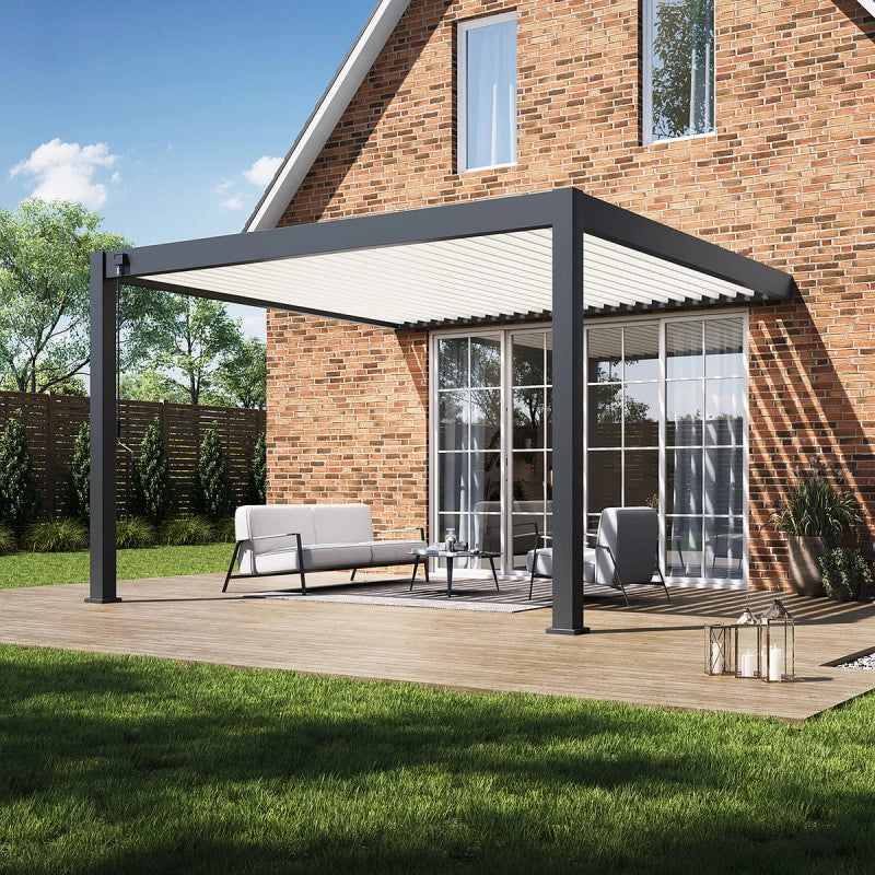 Pergola Bioclimatica Addossata Collezione VS 4x4M - Antracite/Bianco - V2