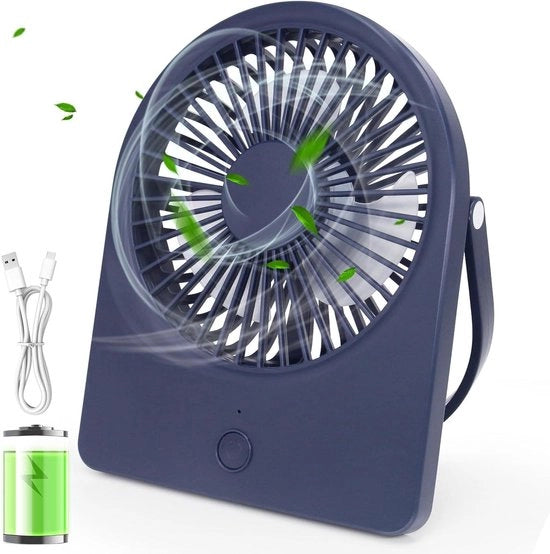 Ventilatore da tavolo portatile 3 velocità silenzioso blu - per camera da letto e auto