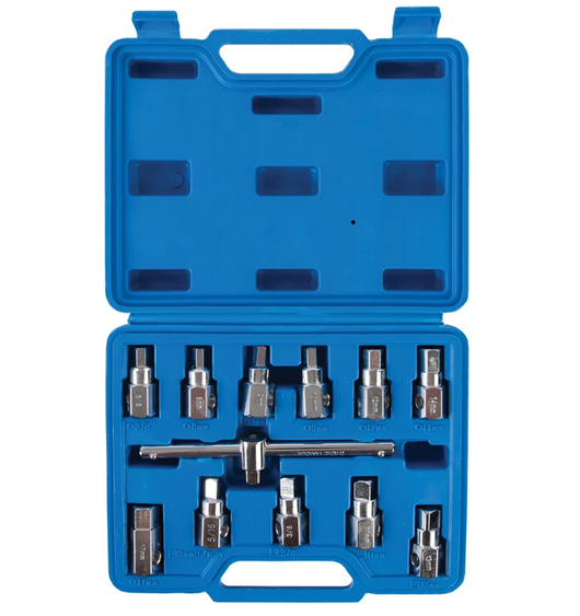 Set universale di chiavi per tappi di scarico in acciaio Silverline 12 pz