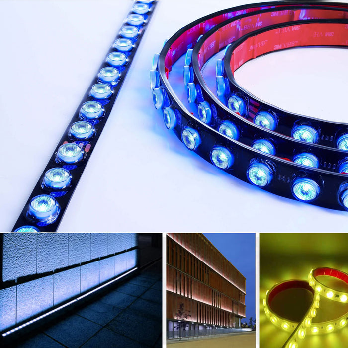 Wall Washer flessibile LED 40W strip multicolore RGB IP67 24V striscia ottica colorata bobina 5 mt angolo LUCE 10 GRADI
