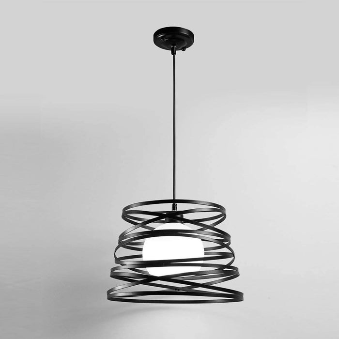 Lampadario moderno sospensione fasce intrecciate ferro opaco attacco E27 max 1x60W lunghezza filo 100cm 230V NERO