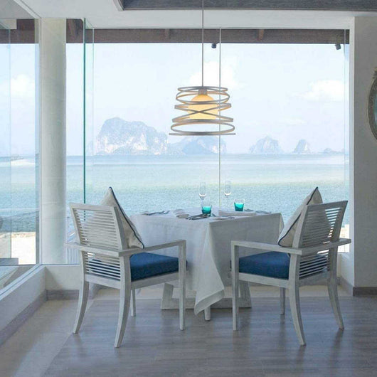 Lampadario moderno sospensione fasce intrecciate ferro opaco attacco E27 max 1x60W lunghezza filo 100cm 230V BIANCO