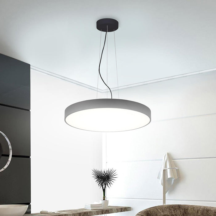 Lampadario pendente cerchio 60cm LED 65W MENKAR 600 lampada UP DOWN sospensione 2 temperature 230V COLORE NERO