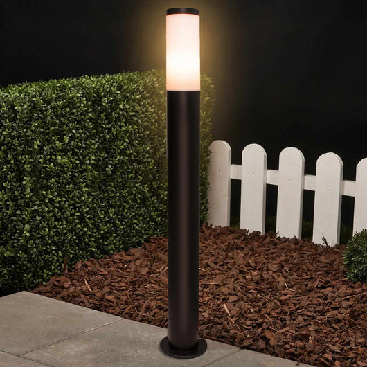 TOKYO Lampione LED attacco E27 acciaio NERO palo tenuta stagna esterno luce giardino viale cortile 230V MISURA 80CM