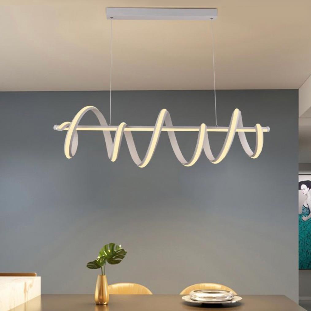 Lampadario moderno  pendente bianco stilizzato 60W barra luce doppio LED sospensione tavolo cucina ristorante 230V - 3000K