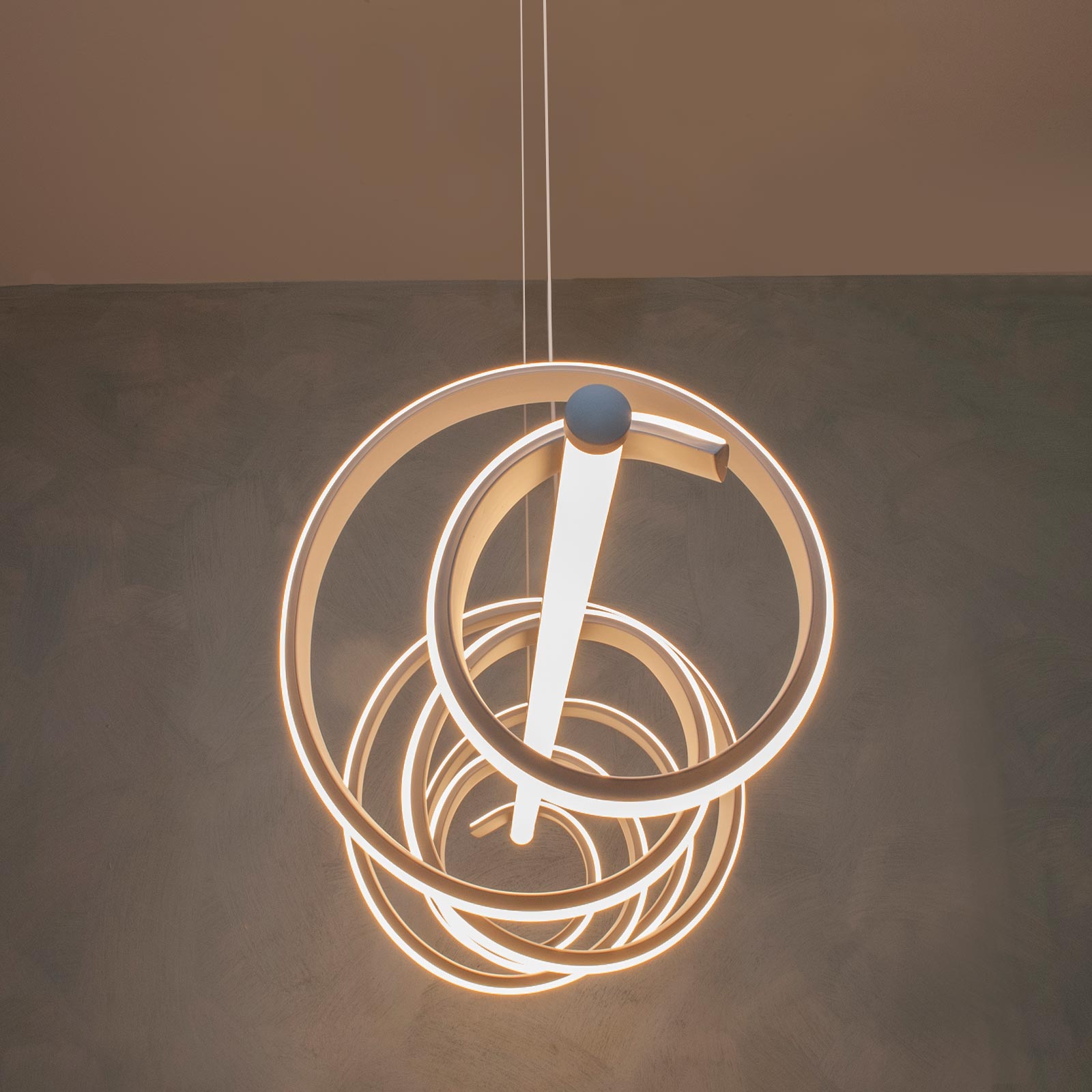 Lampadario moderno  pendente bianco stilizzato 60W barra luce doppio LED sospensione tavolo cucina ristorante 230V - 3000K