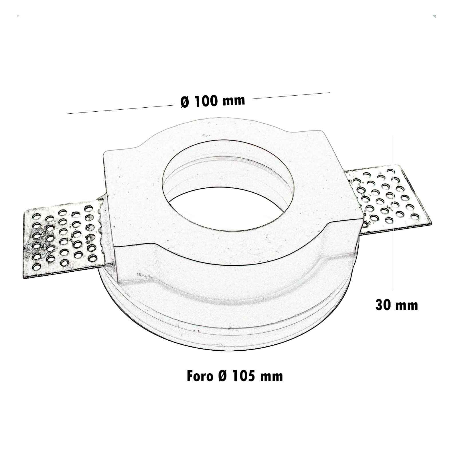 Porta faretto tondo gesso incasso scomparsa foro 10cm supporto lampada LED GU10