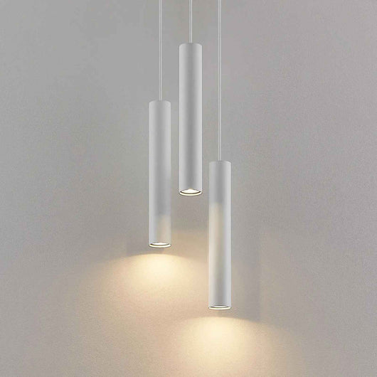 Lampada sospensione 3 luci LED 15W lampadario soffitto tondo pendente cilindro luce 3000K tavolo ristorante RA90 nero bianco 230V BIANCO