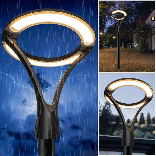 Lampione moderno LED 100W resa 930W cerchio fungo luminoso IP65 design elegante luce esterni giardino cortile 230V 3000K