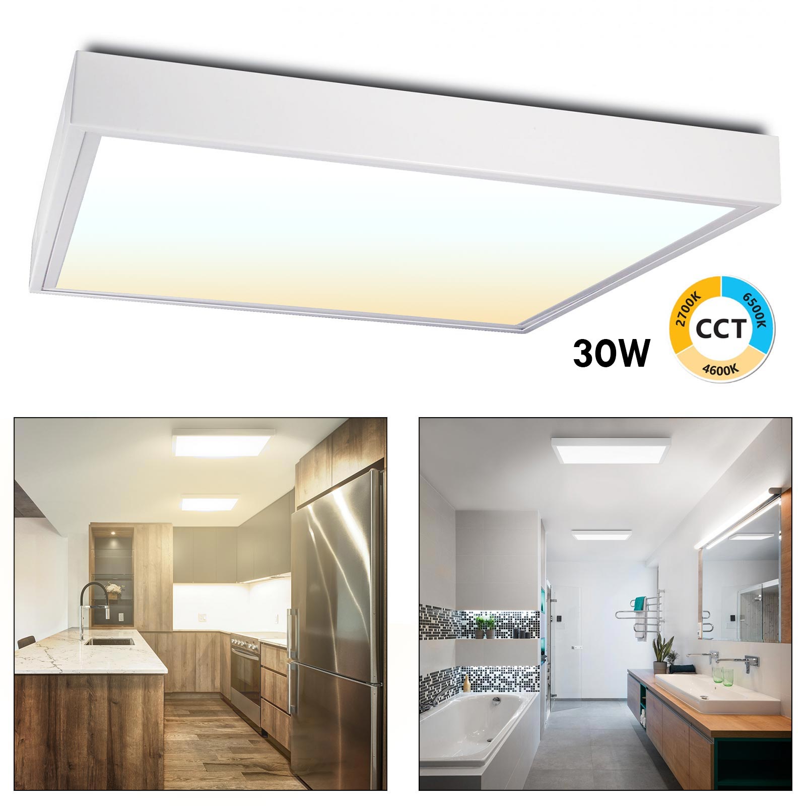 Plafoniera quadrata 3 step LED 30W resa 353W CCT da 3000K a 6500K lampada luce soffitto ufficio 40x40 cm 230V