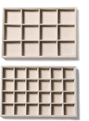 Organizzatore per gioielli di alta gamma - Set di contenitore di archiviazione con specchio - 2 pezzi - Beige
