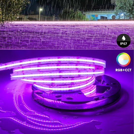 Striscia linear COB 4200 LED 125W RGB RGBW multicolore CCT da 3000K a 6000K 24V IP67 luce giardino bordo piscina