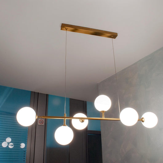 Lampadario moderno luce pendente in bronzo dorato 6 lampade G9 globo illuminazione soggiorno cucina salotto 230V