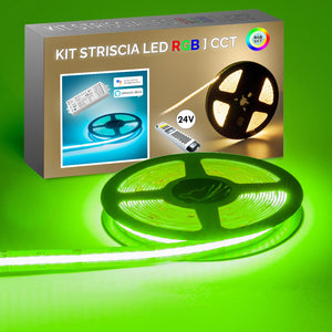 KIT SMART striscia 4200 LED 125W luce interni 24V RGB multicolore CCT da 3000K a 6000K centralina WiF Alexa