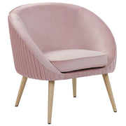 Poltrona Velluto Rosa Braccioli Incassati Gambe In Legno Retrò