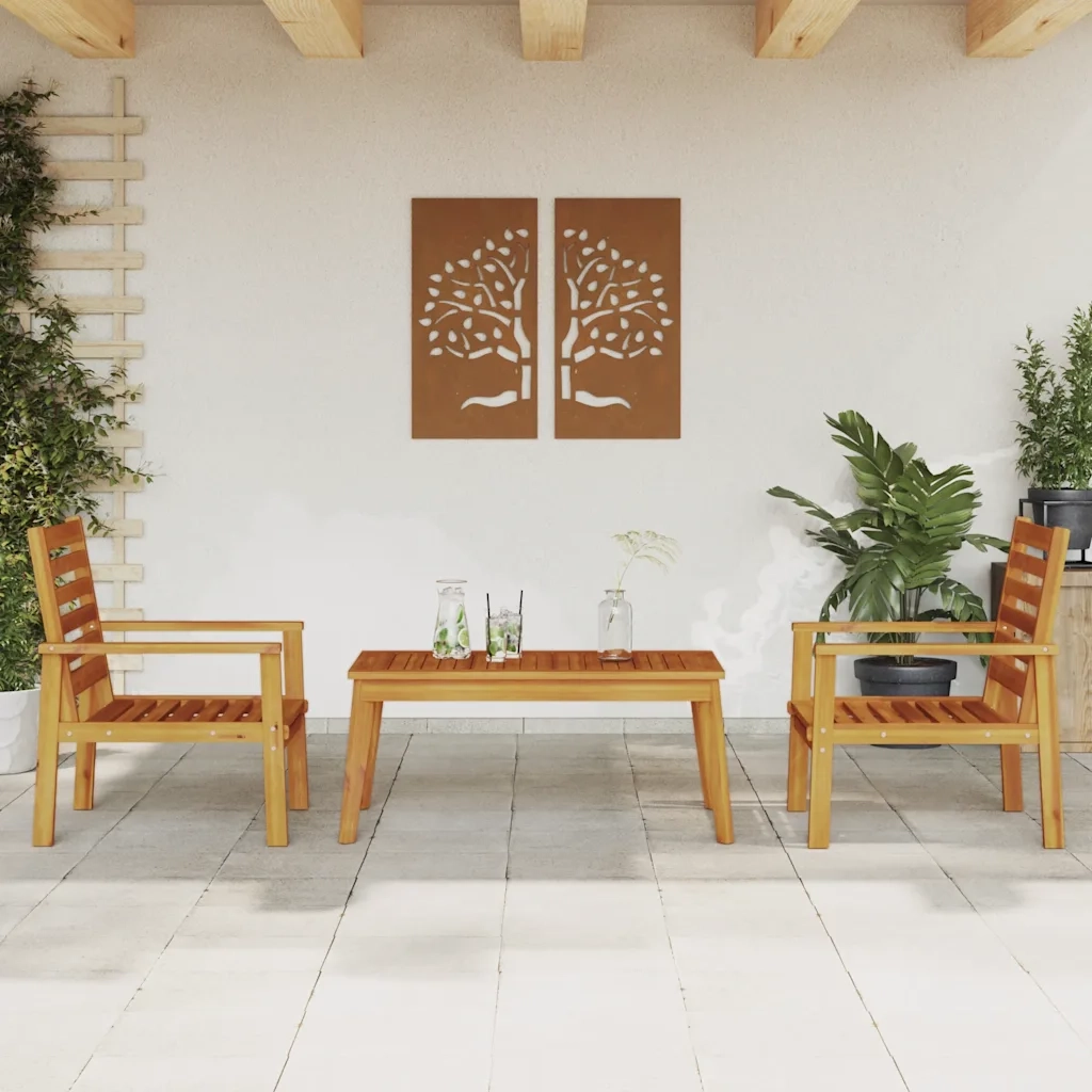 Set da Salotto da Giardino 3 pz | Set di Mobili da Esterno in Legno Massello di Acacia