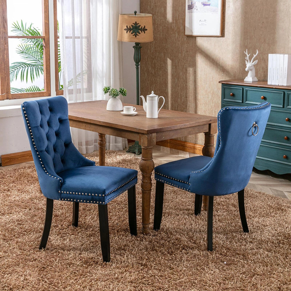 Set 2 sedie Nikki - Xylo - velluto blu gambe legno
