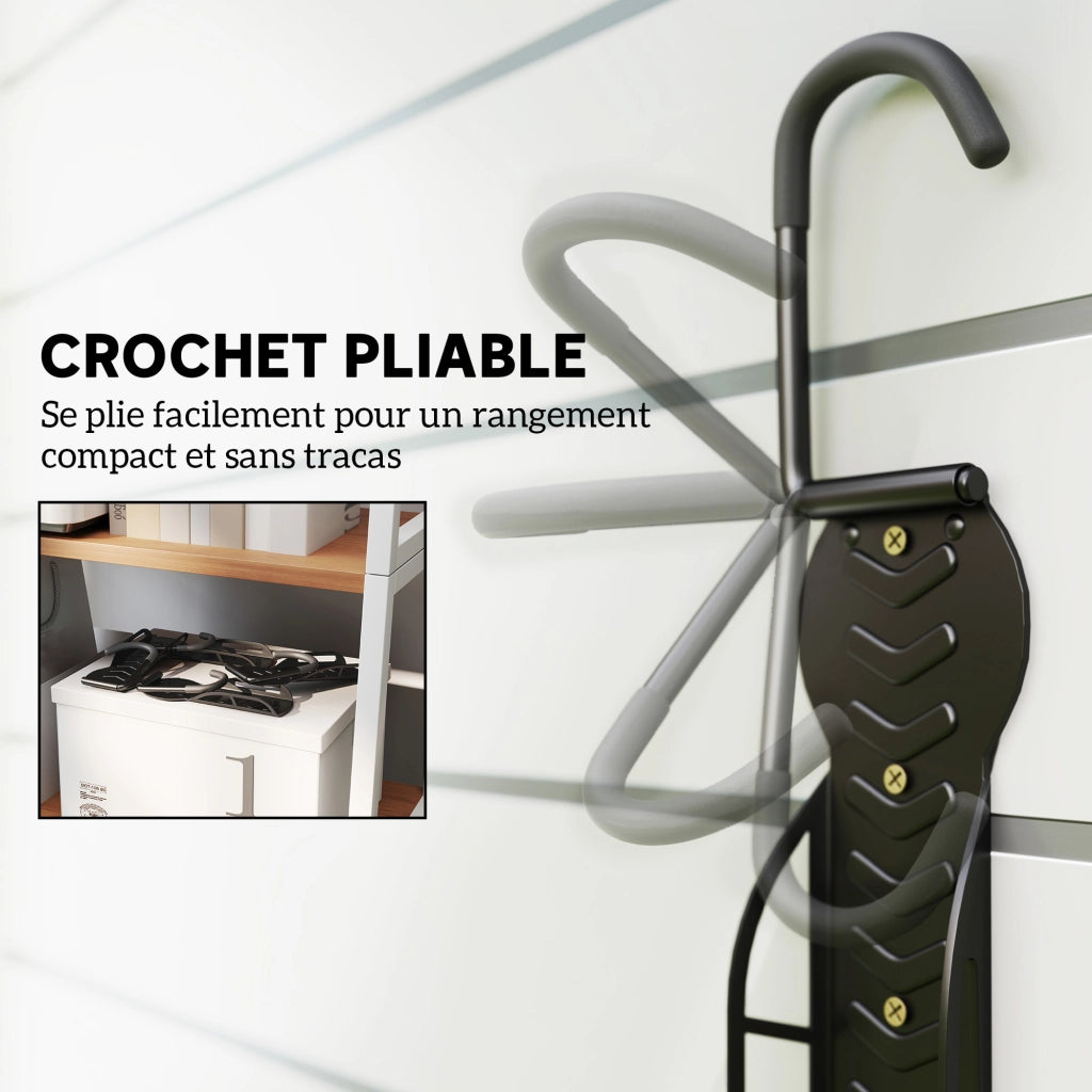 Supporto per bici da parete ¨C zephmum ¨C 4 pezzi, nero, 25.5x10.5x4 cm