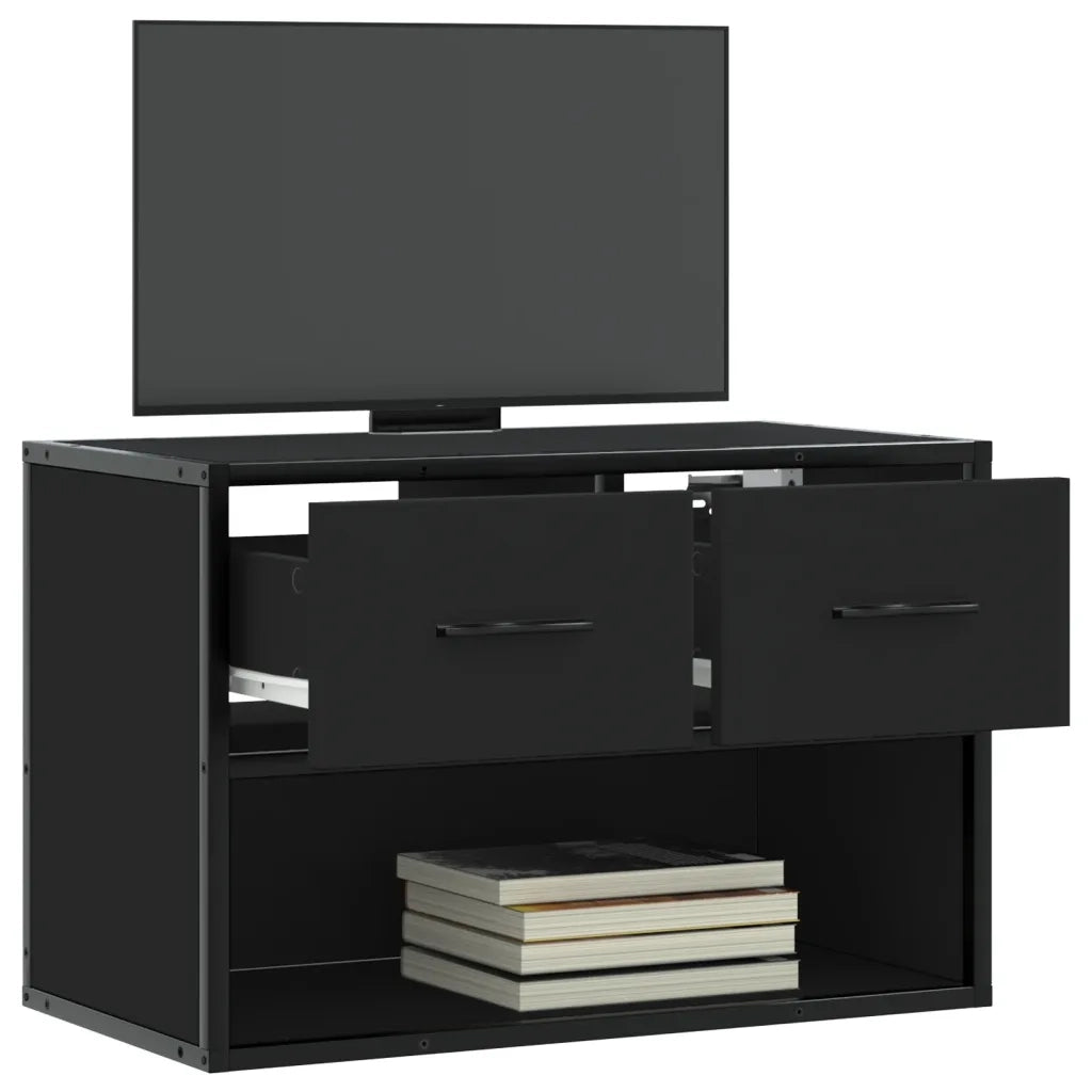 Mobile Porta TV Nero 60x31x39,5cm in Truciolato e Metallo 848909