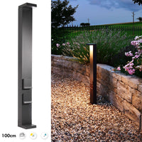 LERNA 1000 Colonnina elettrica multipresa lampione LED 6W CCT 3000K 4000K IP65 2 prese corrente luce giardino garage 230V 100cm