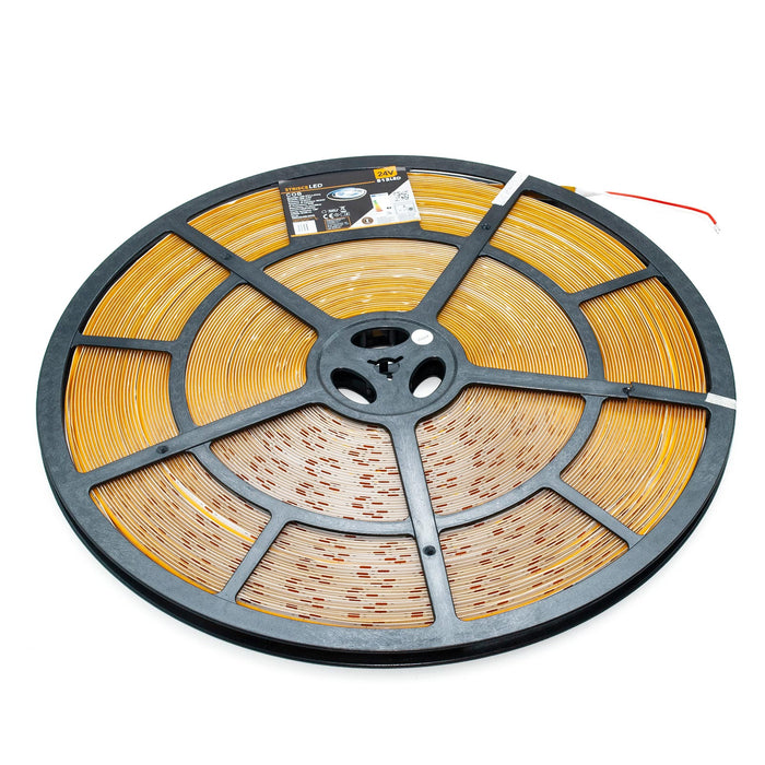 Tira LED Flexible LINEAL COB 24V luz continua lama 12W/m perfiles barras 1080lm/m BOBINA 50 metros con conectores 6000K