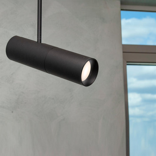 Faretto orientabile lampada sospensione moderna LED GU10 pendente telescopico luci tavolo bar vetrina sala espositiva 230V NERO
