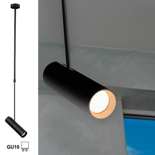 Faretto orientabile lampada sospensione moderna LED GU10 pendente telescopico luci tavolo bar vetrina sala espositiva 230V NERO
