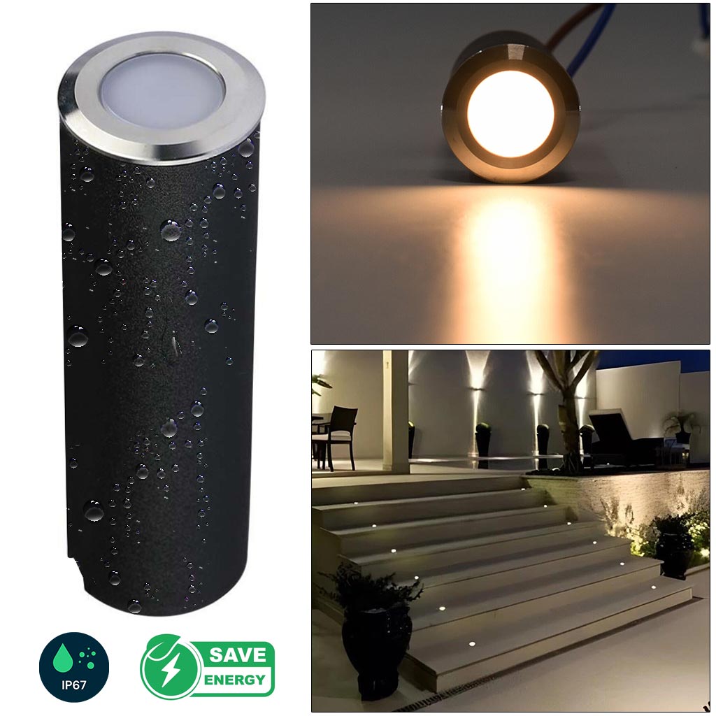 Mini faretto spot segnapassi LED IP67 calpestabile incasso tondo parete terra punto luce gradini scale percorsi pedonali 230V 4000K
