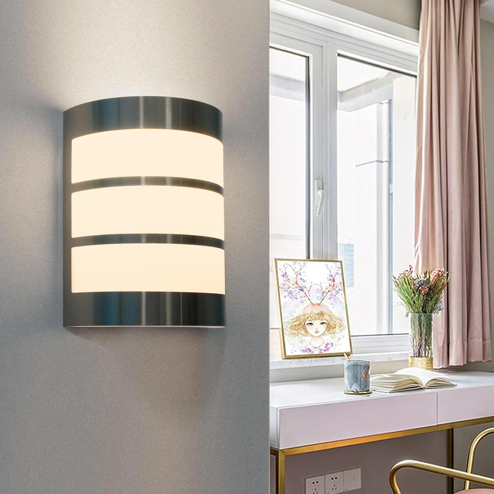 Applique LED esterno lampada moderna impermeabile E27 luce parete muro ingresso giardino terrazza balcone 230V