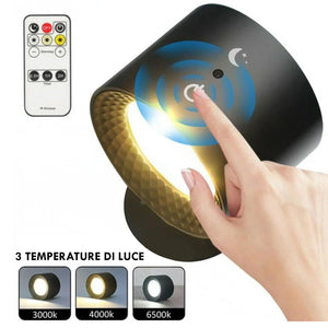 Applique da parete magnetico ricaricabile USB doppio LED 5W CCT dimmerabile lampada lettura orientabile senza fili luce comodino NERO