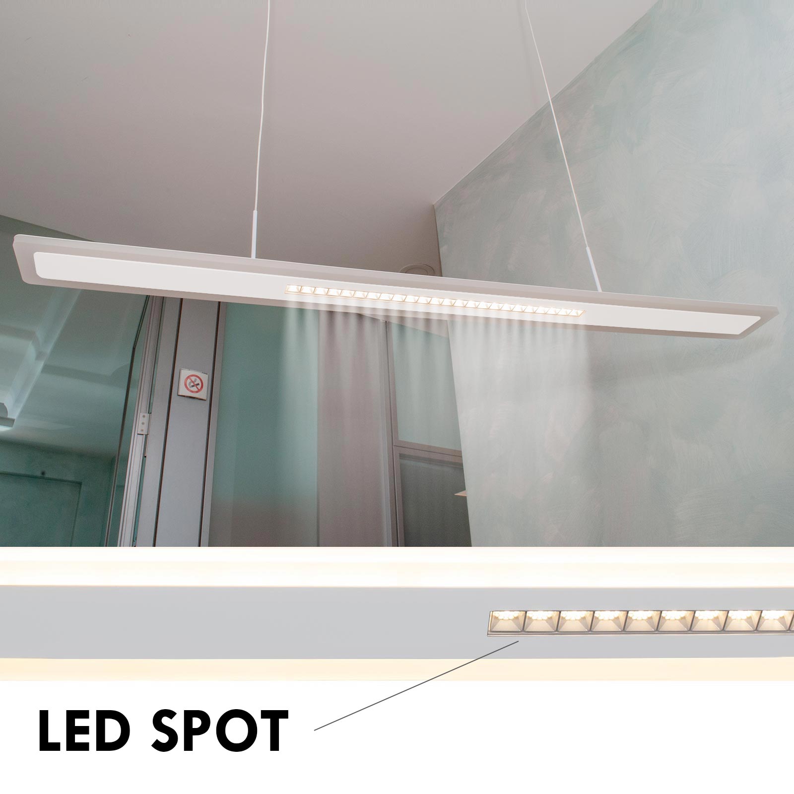 Lampadario moderno ufficio lampada pendente LED 70W CCT doppio LED con telecomando luce dimmerabile sospensione studio 230V BIANCO