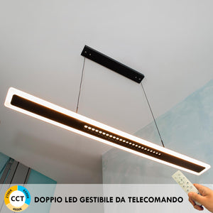 Lampadario moderno ufficio lampada pendente LED 70W CCT doppio LED con telecomando luce dimmerabile sospensione studio 230V NERO