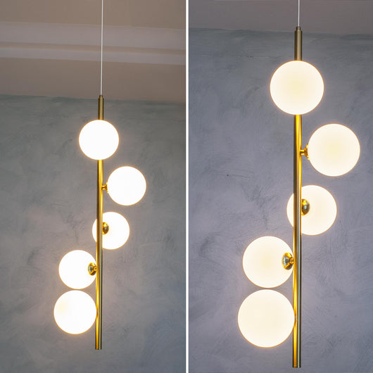 Lampadario bronzo sospensione 5 luci G9 LED pendente paralume vetro luce cucina soggiorno ristorante sala camera letto 230V