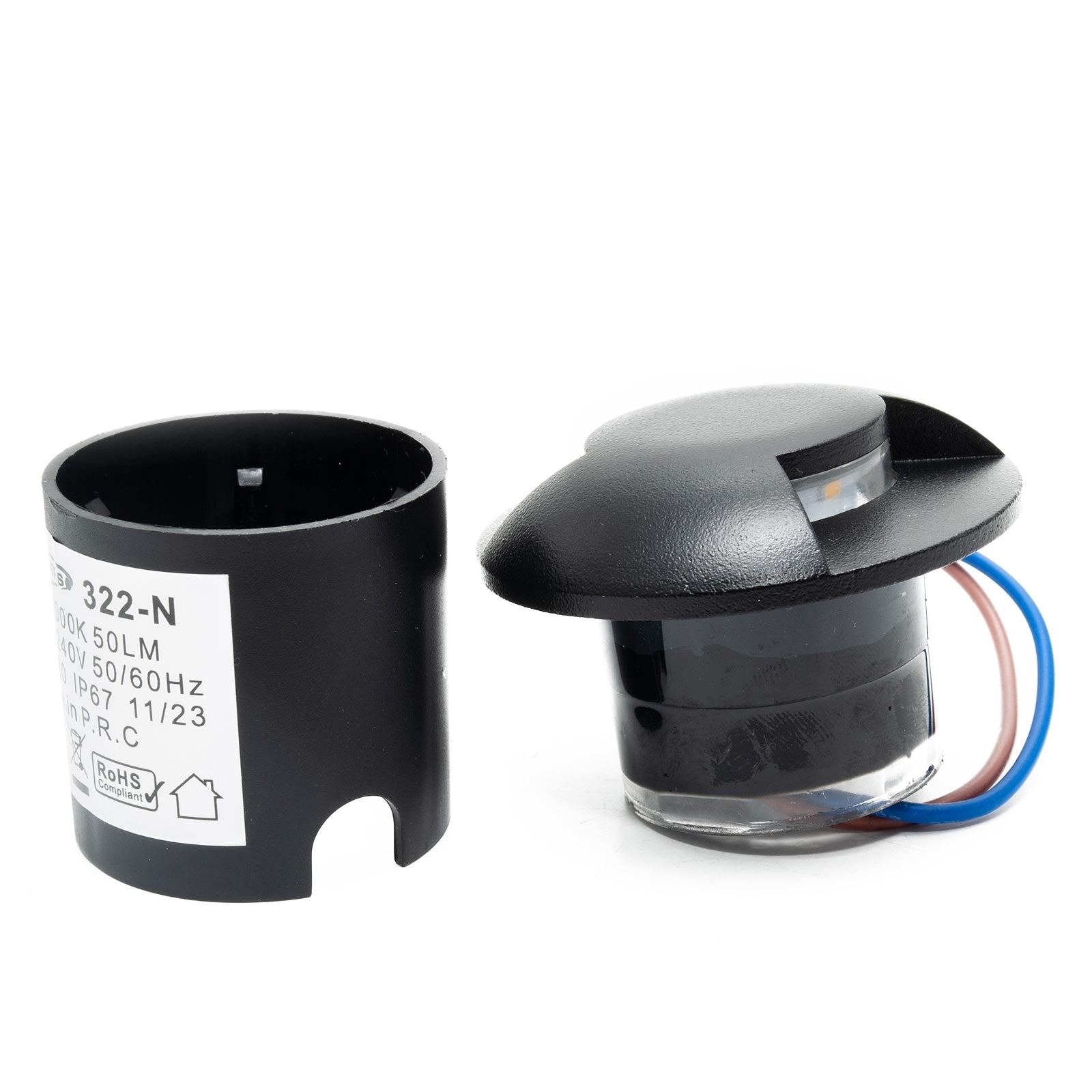 Mini faretto calpestabile nero incasso radente 2 luci IP67 LED 1W doppia finestra basso consumo segnapassi giardino viale 230V 3000K