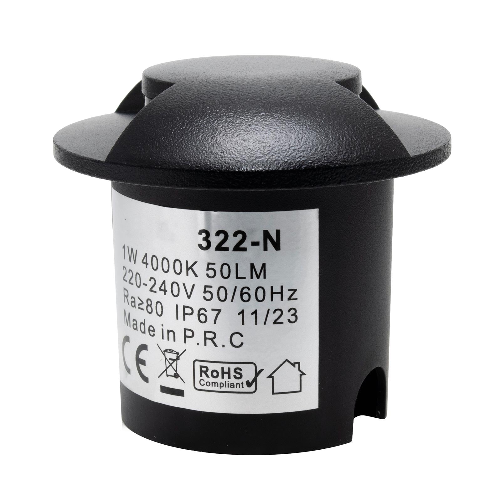 Mini faretto calpestabile nero incasso radente 2 luci IP67 LED 1W doppia finestra basso consumo segnapassi giardino viale 230V 3000K