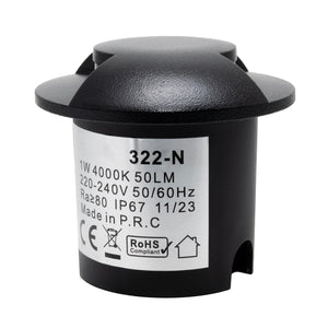 Mini faretto calpestabile nero incasso radente 2 luci IP67 LED 1W doppia finestra basso consumo segnapassi giardino viale 230V 3000K