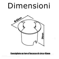 Mini faretto calpestabile nero incasso radente 2 luci IP67 LED 1W doppia finestra basso consumo segnapassi giardino viale 230V 3000K