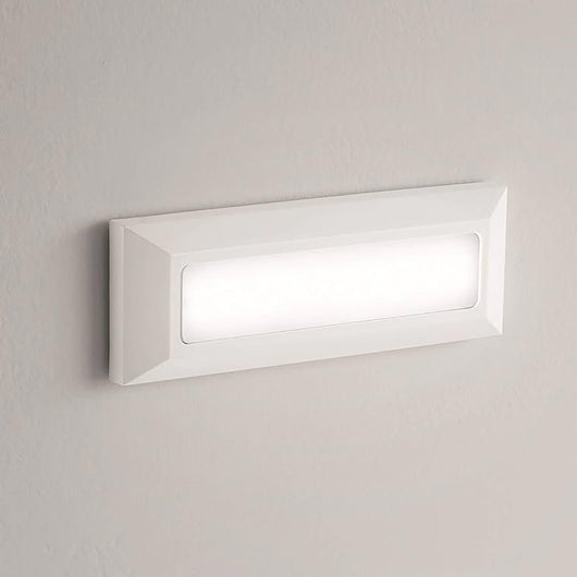 Faretto segnapassi esterno LED 6W CCT lampada bianca rettangolare parete muro IP65 switch 3 temperature luce garage scale 230V