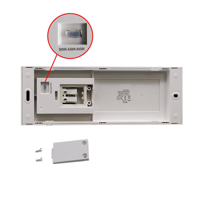 Faretto segnapassi esterno LED 6W CCT lampada bianca rettangolare parete muro IP65 switch 3 temperature luce garage scale 230V