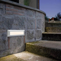 Faretto segnapassi esterno LED 6W CCT lampada bianca rettangolare parete muro IP65 switch 3 temperature luce garage scale 230V