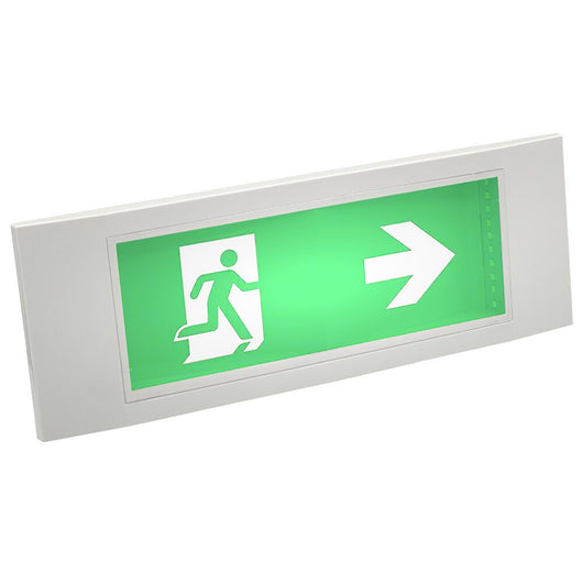 Lampada emergenza parete LED 5W luce sicurezza incasso moderna ricaricabile pittogrammi exit uscita ufficio negozio 230V