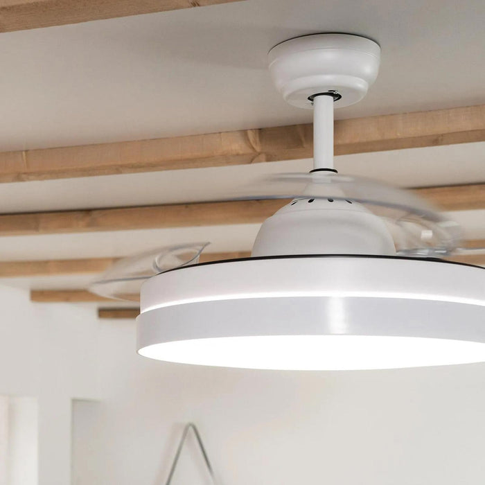 Lampada Ventilatore da Soffitto con Luce e pale retrattili 70W Silenzioso Telecomando e Motore DC Camera Letto