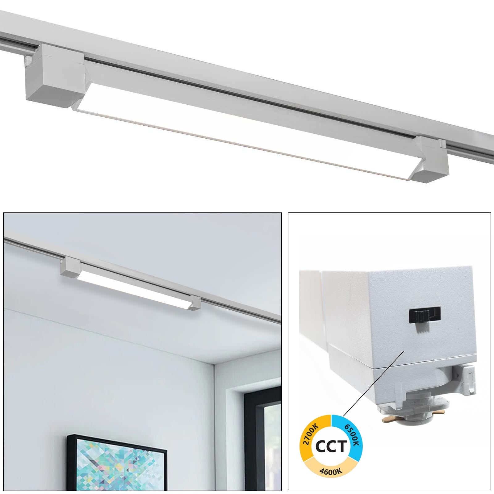 Faretto track binario monofase LED CCT 20W barra orientabile interni luce lineare resa 160W negozio vetrina ufficio 230V BIANCO